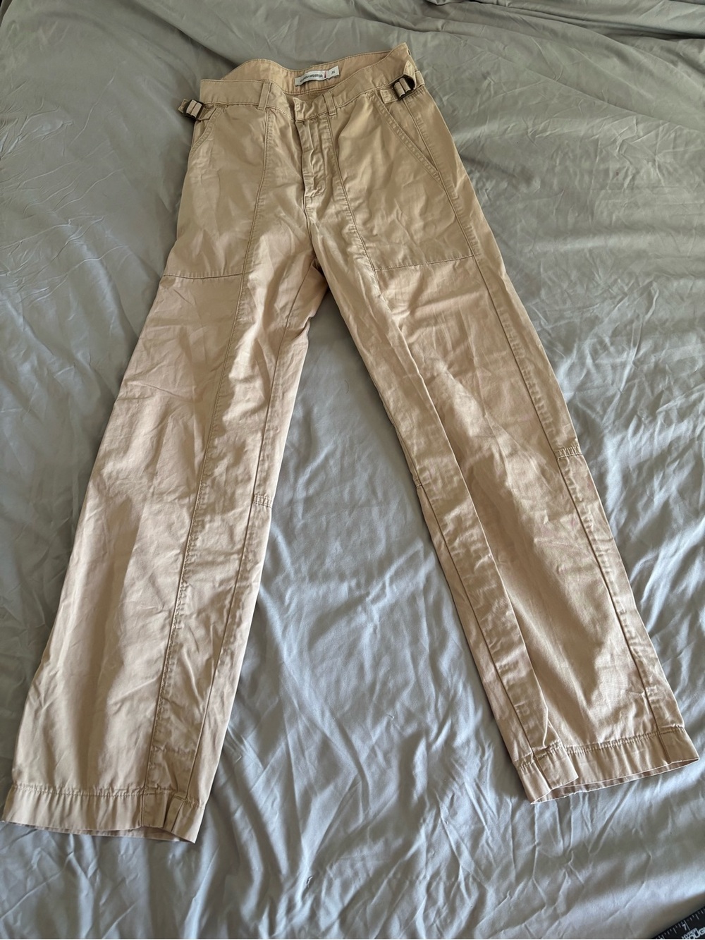 Lightweight Beige Track Pants with Adjustable Side Tabs